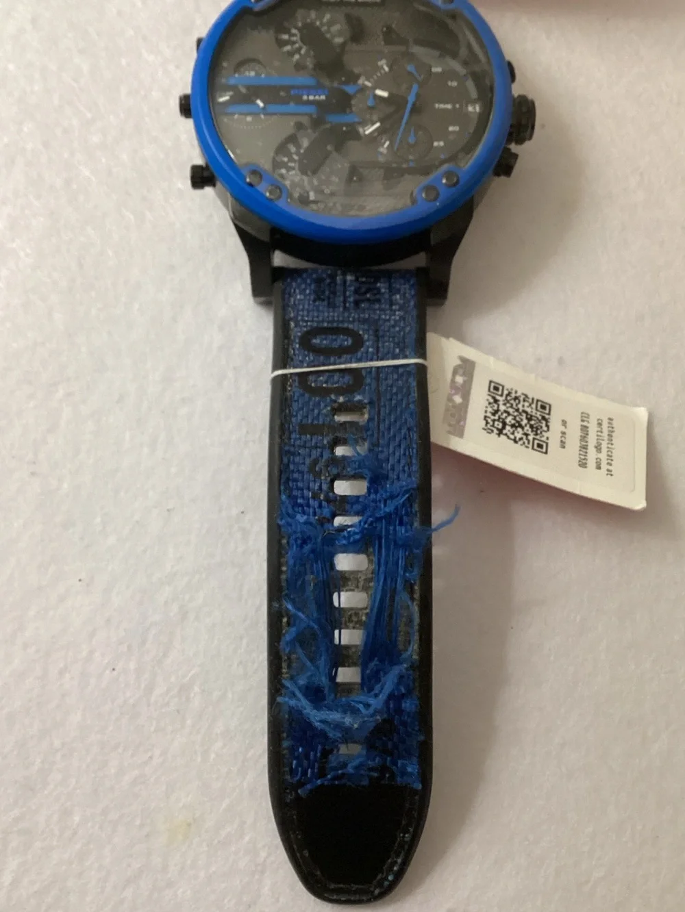 Diesel Mr Daddy 2.0 Three-Hand Blue Silicone Strap Buckle Watch, 57mm DZ7434